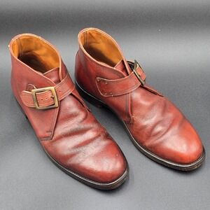 Vintage Bostonian Imperial Grade Monk Strap Shoes Men's 8D Brown Pebbled Leather